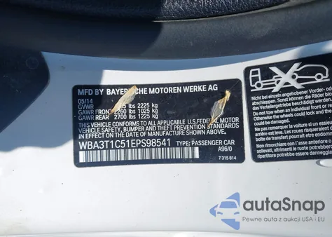 2014 BMW 428I xDrive из США, поврежденный, VIN WBA3T1C51EPS98541